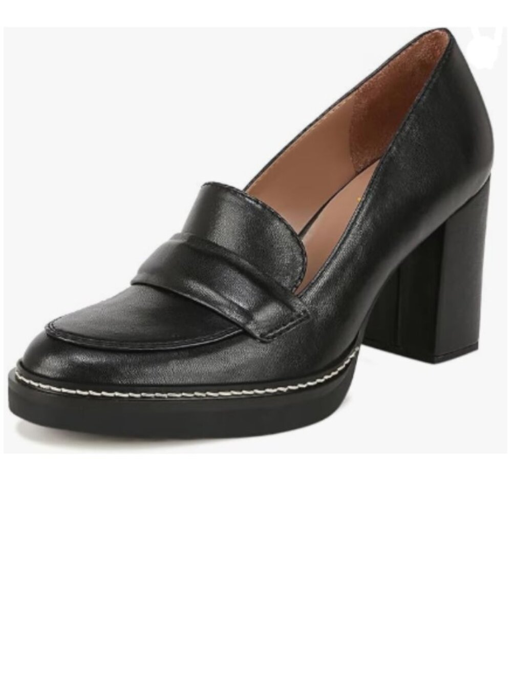 YDN Black Penny Loafers Round Toe Pumps Platform Chunky High Heel Slip On Shoe